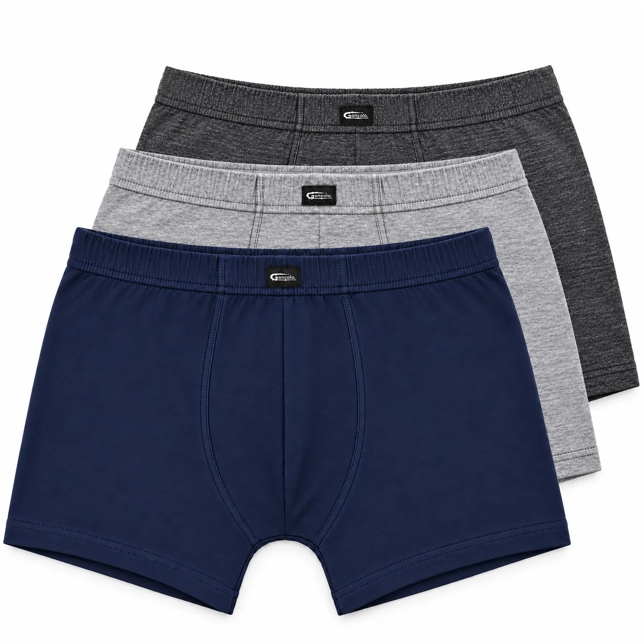 boxers de homem antracite, cinzento e azul marinho pack de 3