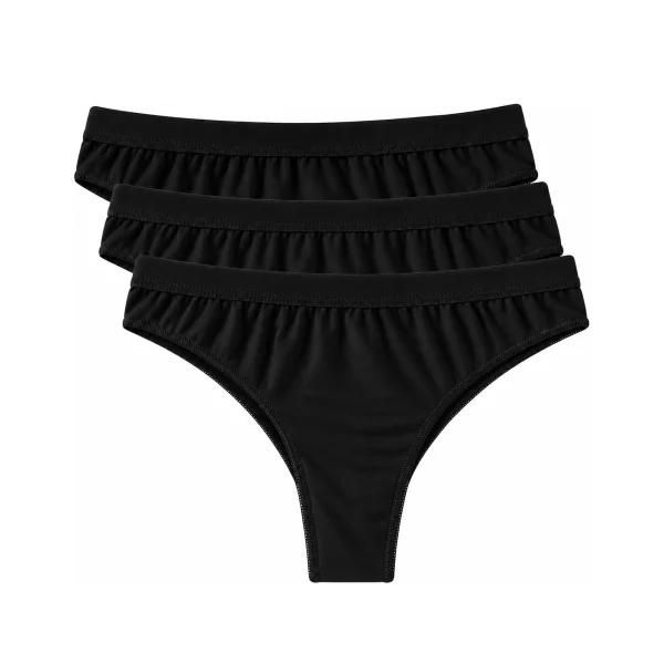 Cuecas de Algodão para Mulher Pack 3 – Preto