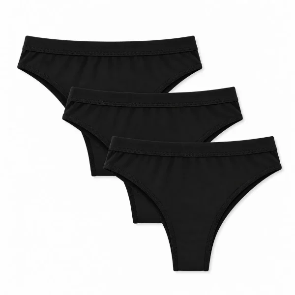Cuecas de Algodão para Mulher Pack 3 – Preto