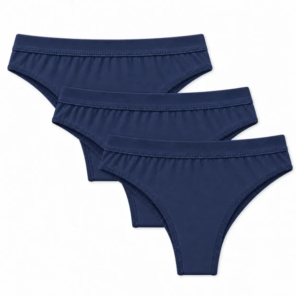 Cuecas de Algodão para Mulher Pack 3 – Azul-Marinho