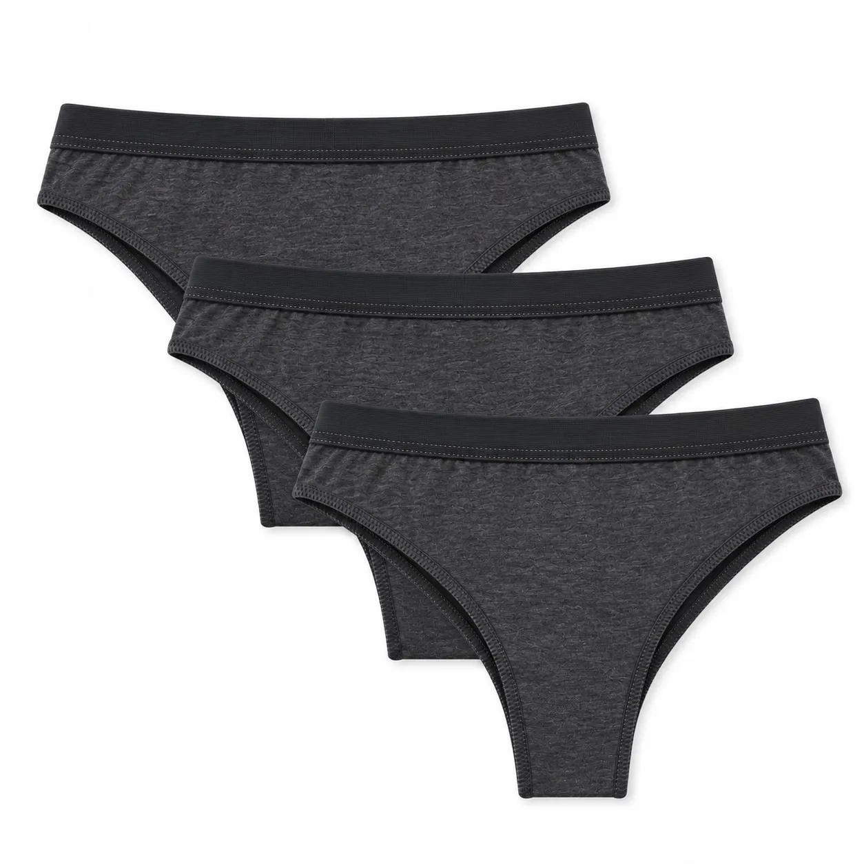 Cuecas de Algodão para Mulher Pack 3 – Cinzento-Mesclado