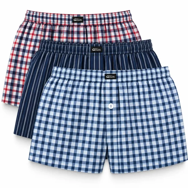 Boxers de Tela para Homem 100% Algodão – Pack 3 Sortidos