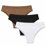 cuecas de Algodão para Mulher Pack 3 camel, preto e branco