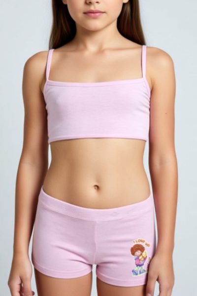 Conjunto de Boxers com Top de Menina em Algodão Pack de 3