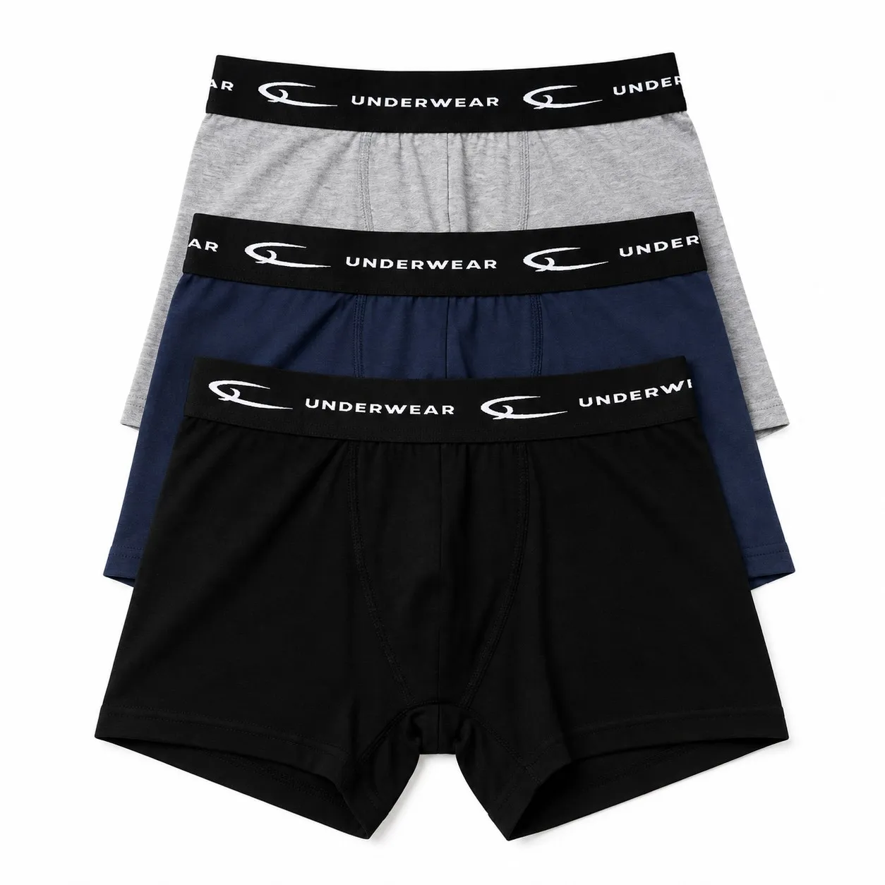 Pack 3 boxers homem preto, cinzento e azul-marinho Gonçalo Underwear