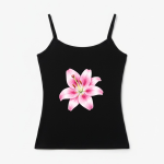 Top Preto Flor Rosa