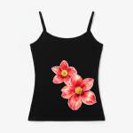 Top Preto Flores Vermelhas
