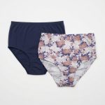 Cuecas Algodão para Mulher pack 2 unidades azul marinho e estampado de borboletas