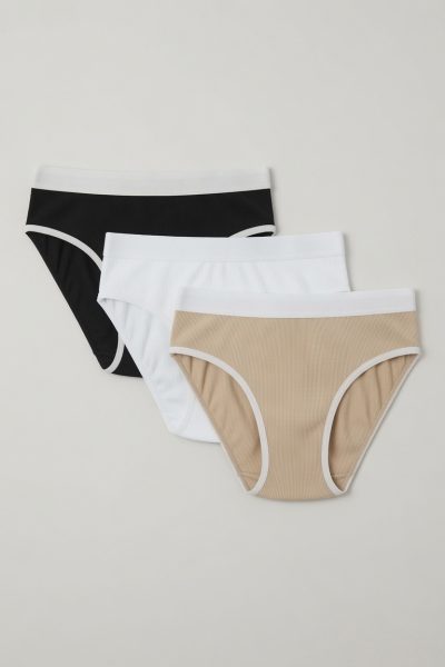 Cuecas 100% Algodão Caneladas para Mulher Pack de 3