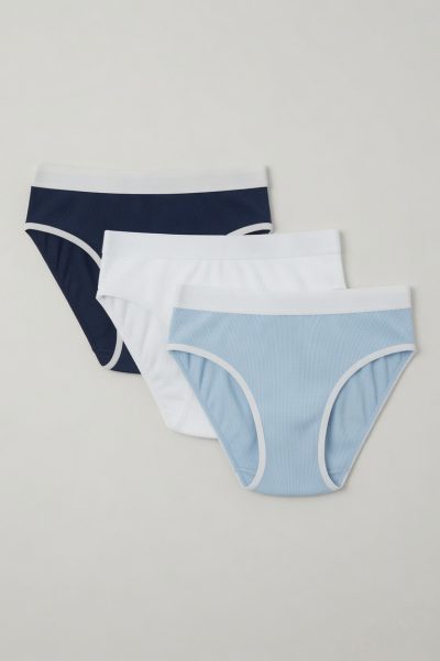 Cuecas 100% Algodão Caneladas para Mulher Pack de 3