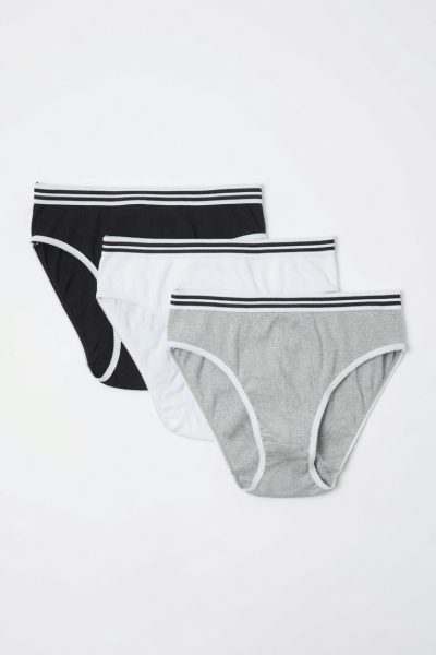 Cuecas 100% Algodão Caneladas para Mulher Pack de 3