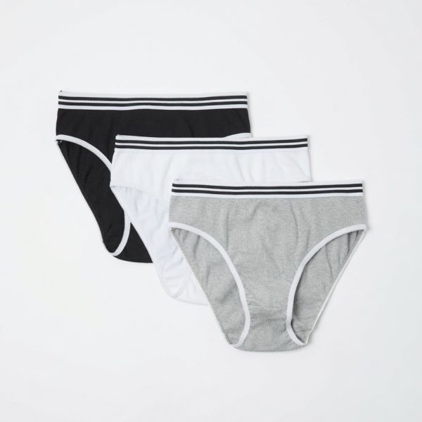 Cuecas 100% Algodão Caneladas para Mulher Pack de 3