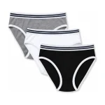 Cuecas caneladas para mulher 100% Algodão pack 3 - cinzento, branco, preto