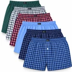 Boxers de popelina pack 6 sortidos, boxer de tela xadrez em 100% algodão com braguilha de botão e painel redondo nas costas, fabricado em Portugal.
